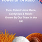 Three types of mushrooms with text about a 1:4 ratio and UK-grown mushrooms.