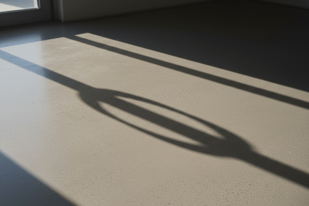 A lonely shadow falling across a surface