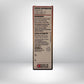 Back of a supplement bottle label with text on a gray background